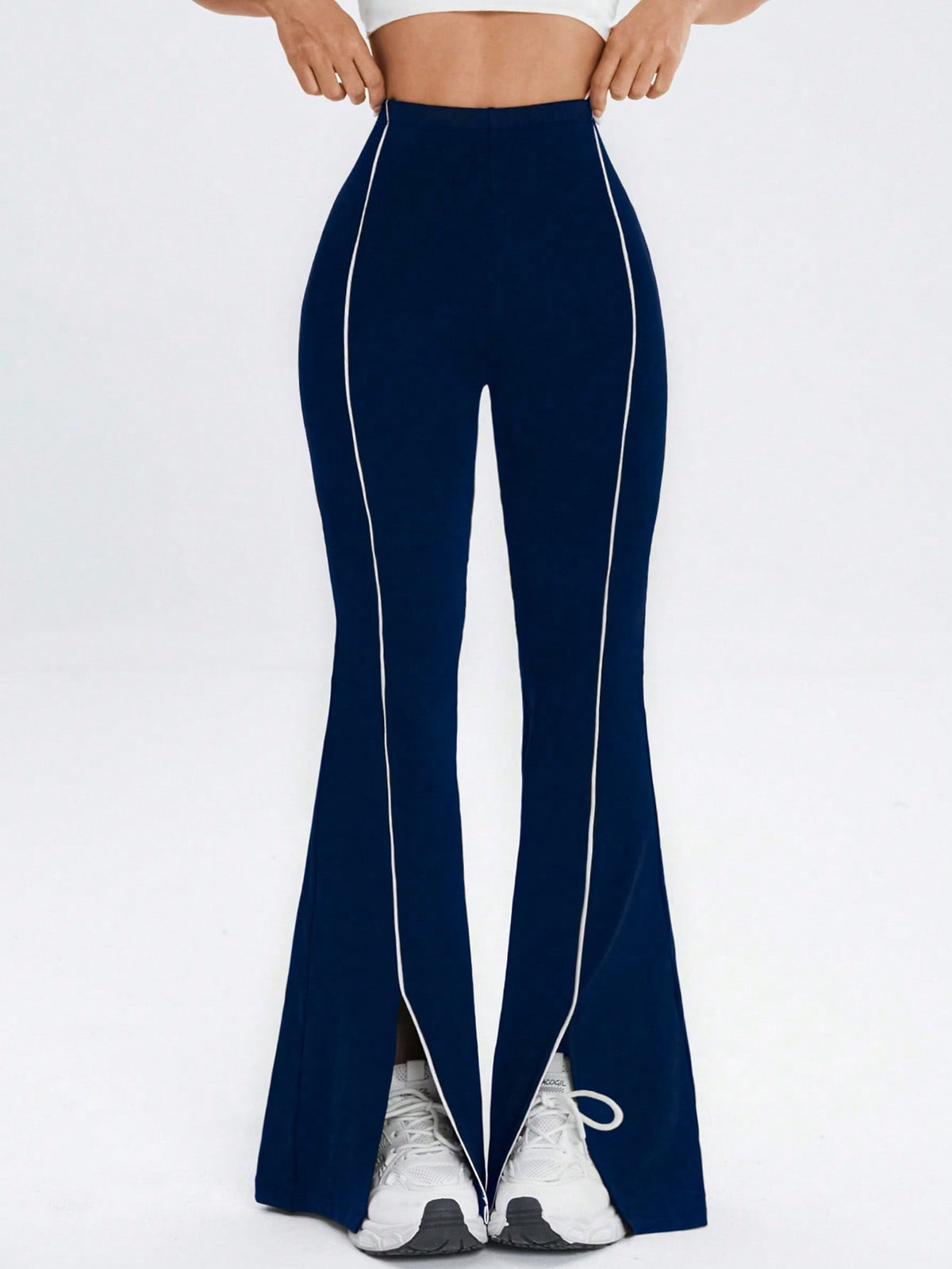 Legging Flare Cintura Alta Com Abertura Frontal Estilo Fitness