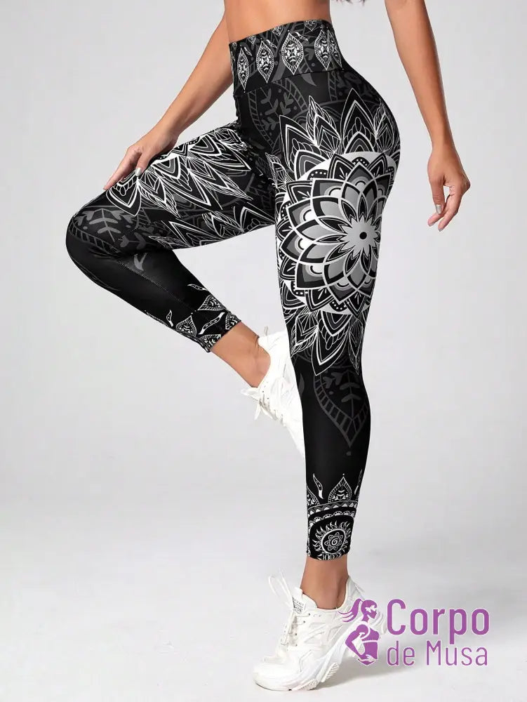 Legging Cintura Alta Estampa Mandala Estilo Fitness Legging Cintura Alta Estampa Mandala Estilo Fitness