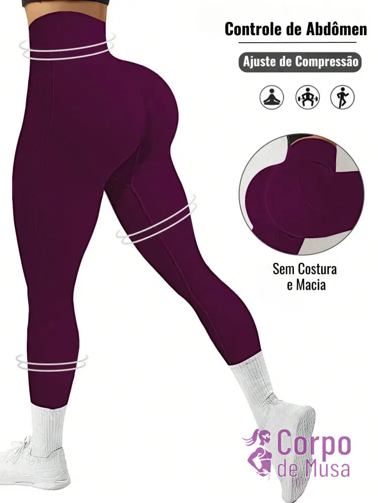 Legging Cintura Alta Seamless Com Compressão Modeladora Violeta / PP Legging Cintura Alta Seamless Com Compressão
