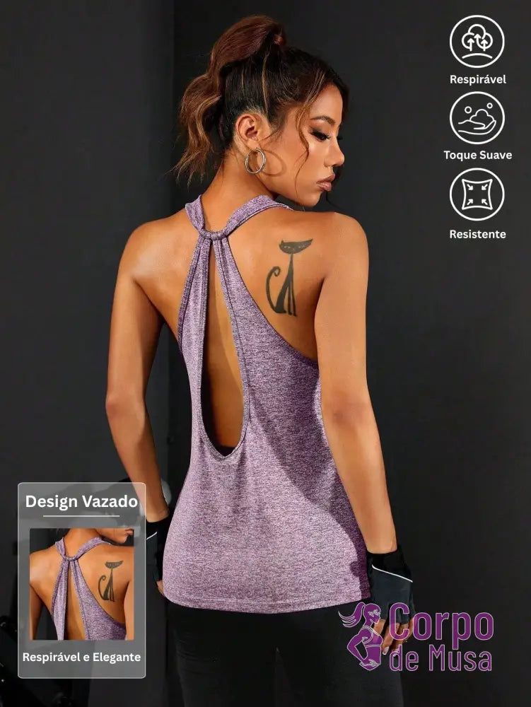 Regata Cavada Com Alça Central Estilo Performance Púrpura / PP Regata Cavada Com Alça Central Estilo Performance