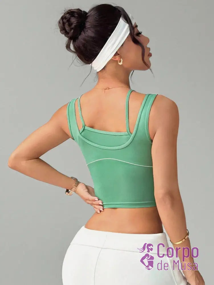 Top Alongado Alça Dupla Com Bojo Removível Estilo Training Top Alongado Alça Dupla Com Bojo Removível Estilo Training