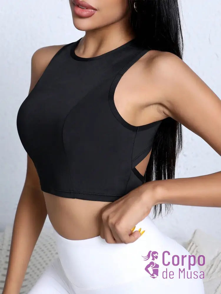 Top Fitness Gola Alta Com Costas Vazadas Top Fitness Gola Alta Com Costas Vazadas