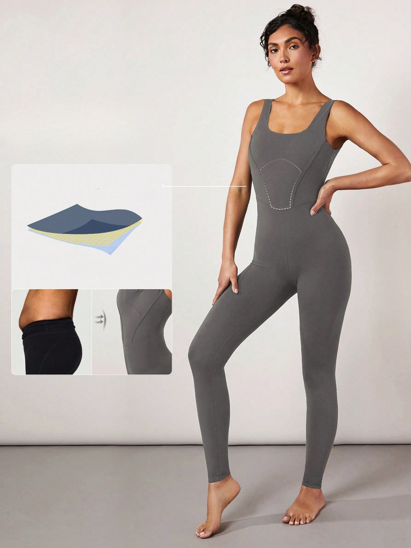 Macacão Alça Média Recorte Modelador Costas Profundas