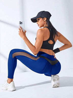 Legging Cintura Alta Com Tela Lateral Estilo Fitness