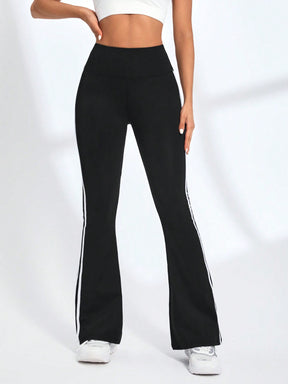 Legging Flare Cintura Alta Com Faixas Laterais Estilo Fitness