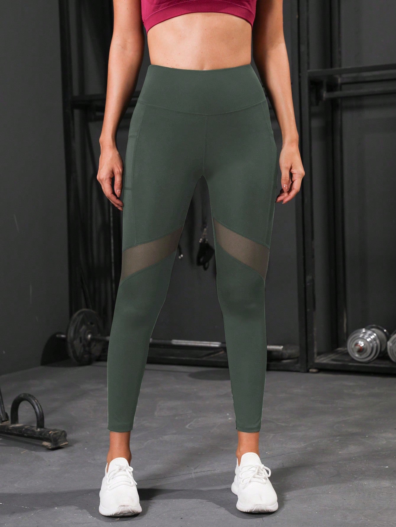 Legging Cintura Alta Com Recortes Em Tela Estilo Fitness