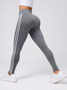 Legging Cintura Alta Com Faixas Laterais Estilo Fitness