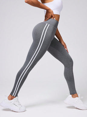 Legging Cintura Alta Com Faixas Laterais Estilo Fitness