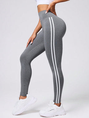 Legging Cintura Alta Com Faixas Laterais Estilo Fitness