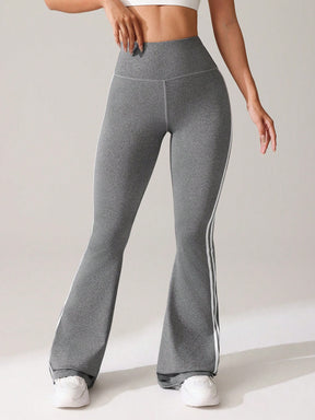 Legging Flare Cintura Alta Com Faixas Laterais Estilo Fitness