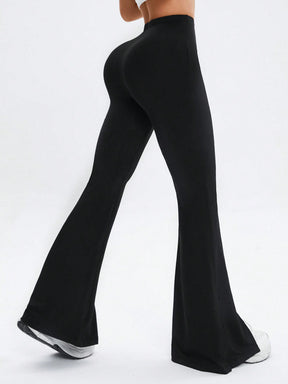 Legging Flare Cintura Alta Com Abertura Frontal Estilo Fitness
