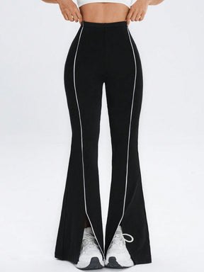 Legging Flare Cintura Alta Com Abertura Frontal Estilo Fitness