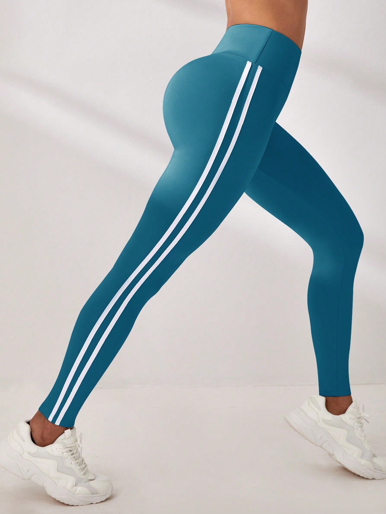 Legging Cintura Alta Com Faixas Laterais Estilo Fitness