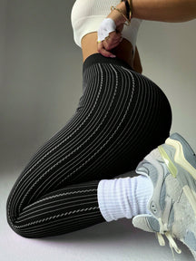 Legging Cintura Alta Sem Costura Textura Canelada Fitness