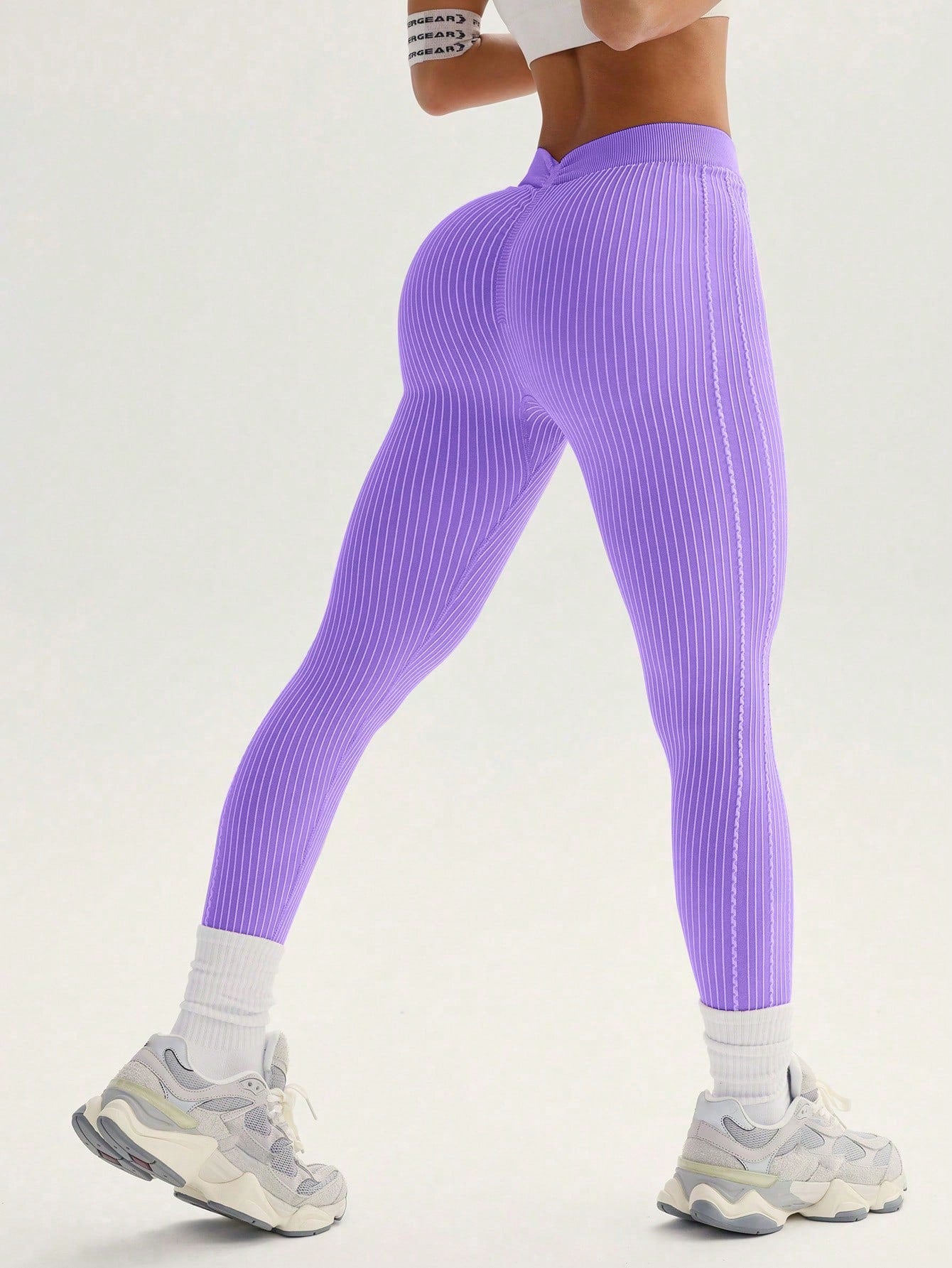 Legging Cintura Alta Sem Costura Textura Canelada Fitness