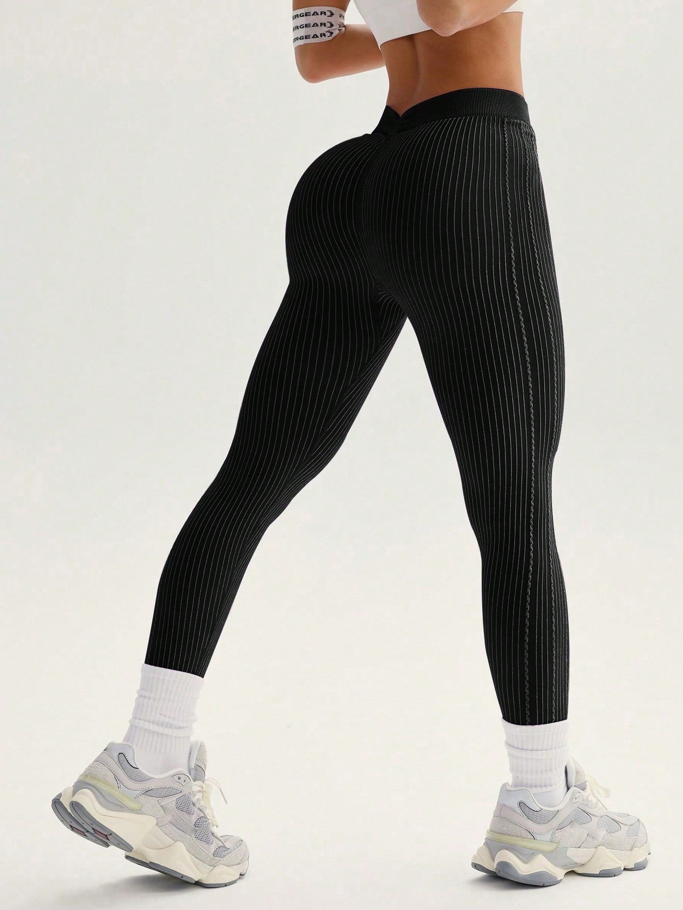 Legging Cintura Alta Sem Costura Textura Canelada Fitness