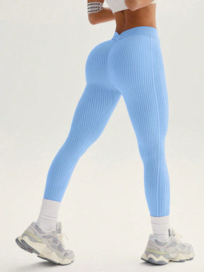 Legging Cintura Alta Sem Costura Textura Canelada Fitness