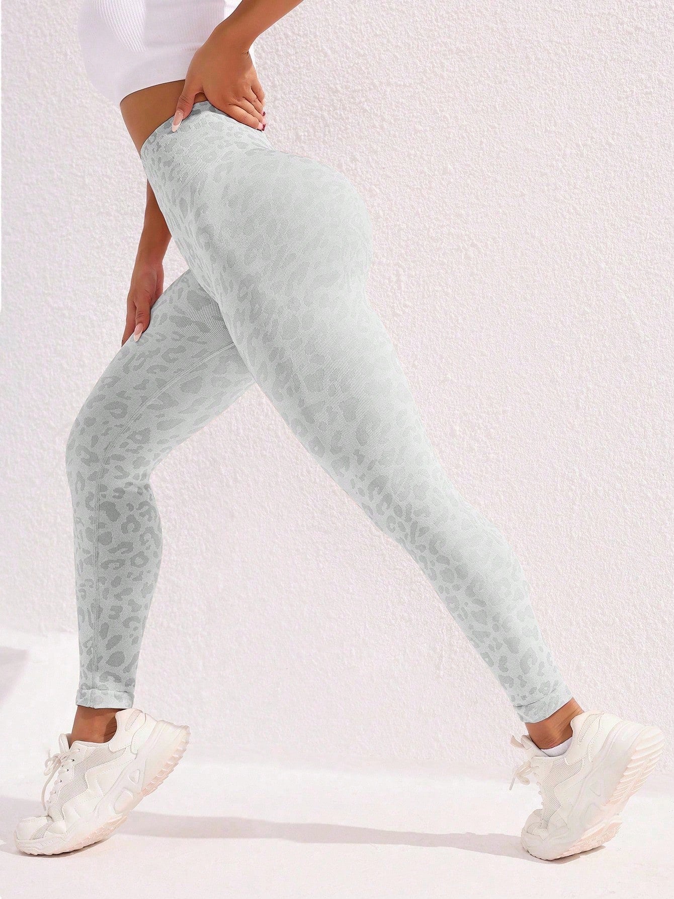 Legging Cintura Alta Seamless Com Estampa Texturizada Fitness