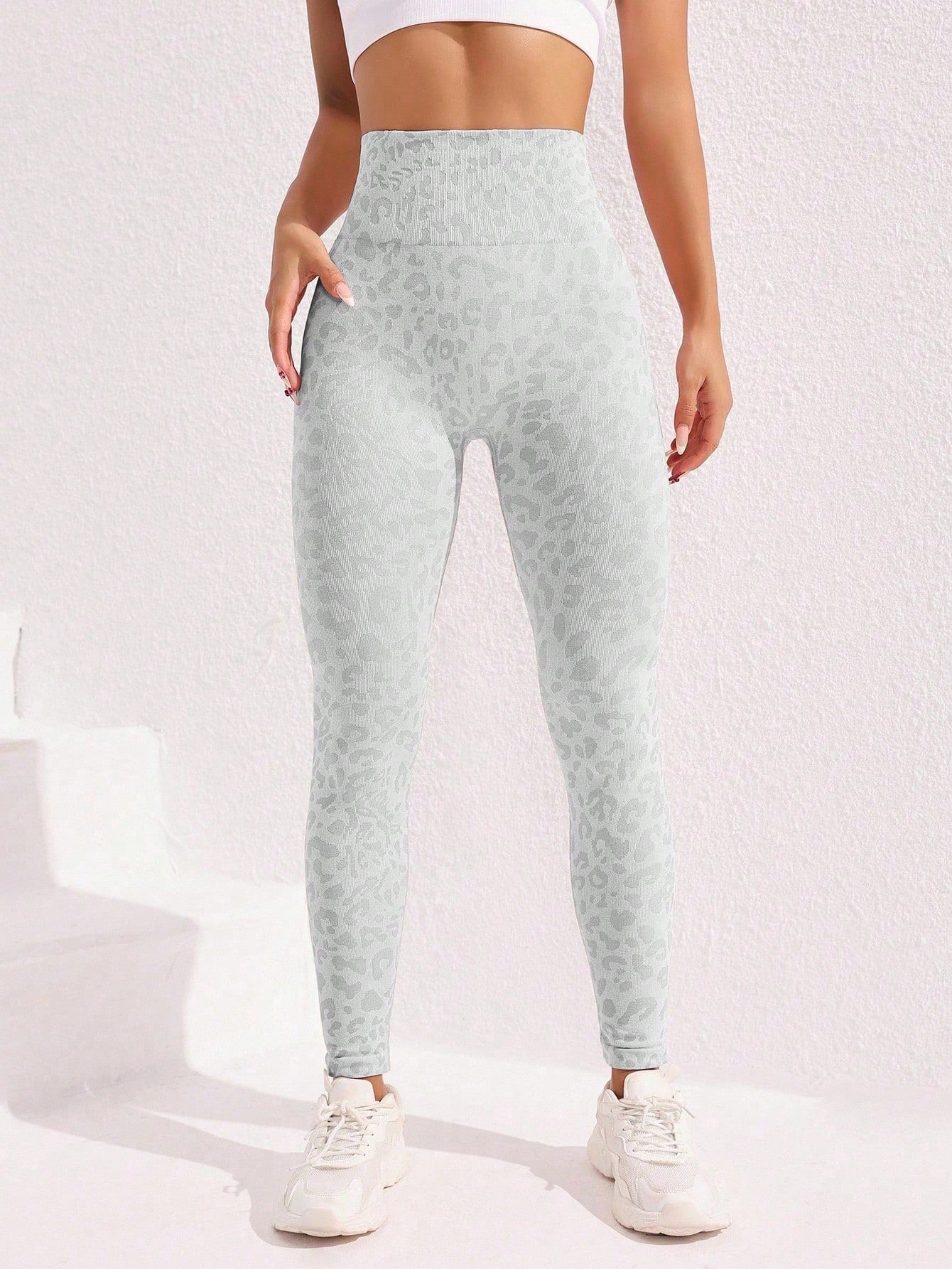 Legging Cintura Alta Seamless Com Estampa Texturizada Fitness