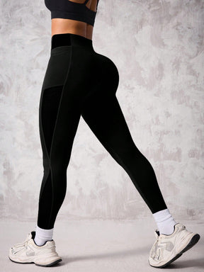 Legging Cintura Alta Com Bolso E Painéis Perfurados Fitness