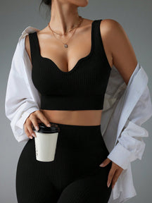 Conjunto Top E Legging Canelado Cintura Alta Modelador