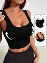 Top Canelado Decote Em U Com Bojo Removível