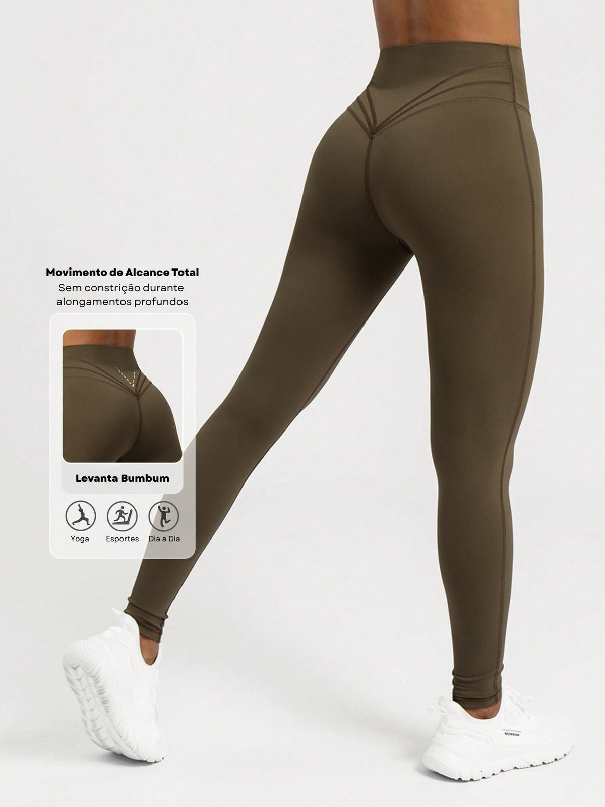 Legging Cintura Alta Com Recorte Anatômico Estilo Fitness