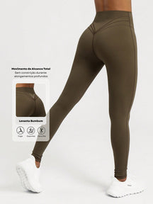 Legging Cintura Alta Com Recorte Anatômico Estilo Fitness