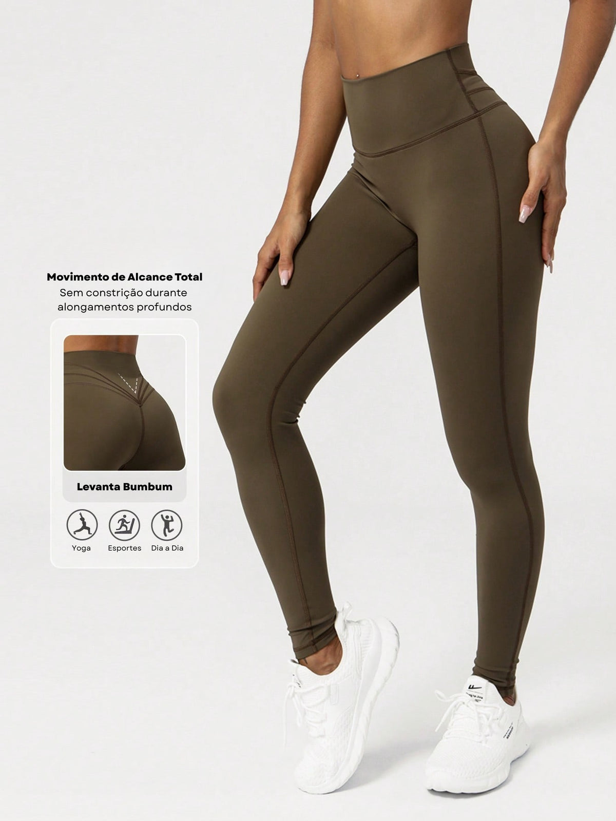 Legging Cintura Alta Com Recorte Anatômico Estilo Fitness