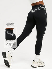 Legging Cintura Alta Com Recorte Anatômico Estilo Fitness