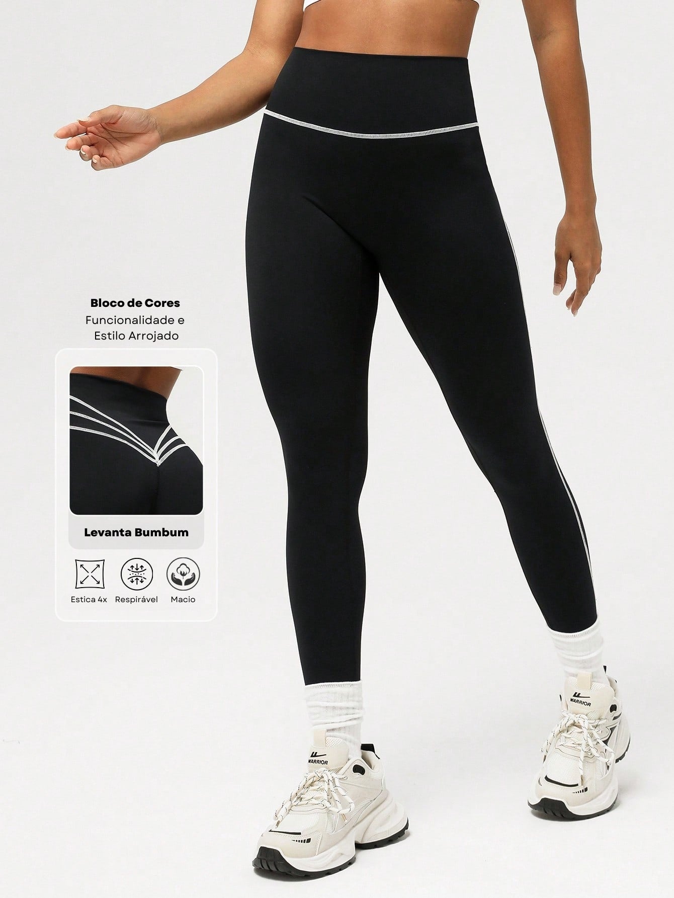 Legging Cintura Alta Com Recorte Anatômico Estilo Fitness