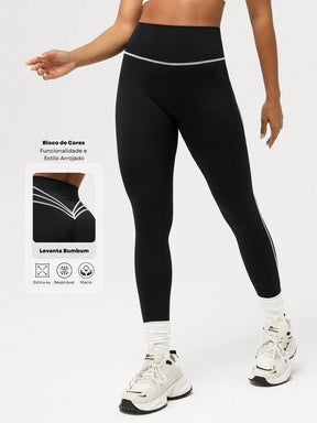 Legging Cintura Alta Com Recorte Anatômico Estilo Fitness