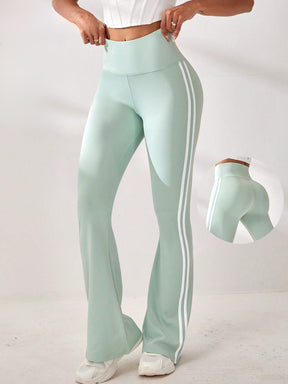 Legging Flare Cintura Alta Com Faixas Laterais Estilo Fitness