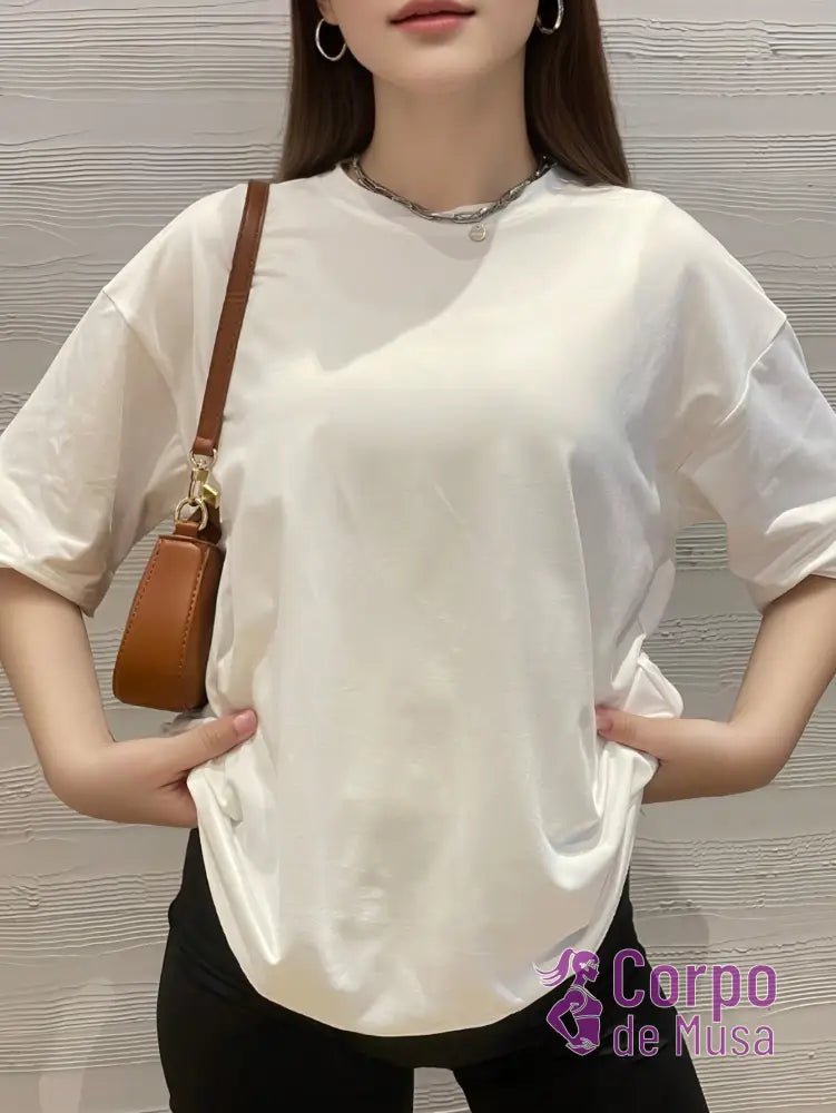 Camiseta Oversized Leve Estilo Training Branco / PP Camiseta Oversized Leve Estilo Training