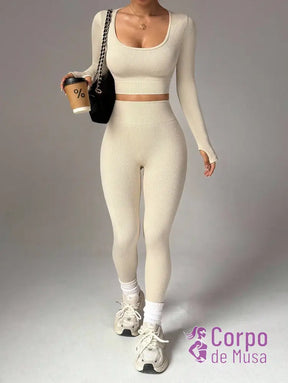 Conjunto Blusa E Legging Seamless Cintura Alta Conjunto Blusa E Legging Seamless Cintura Alta