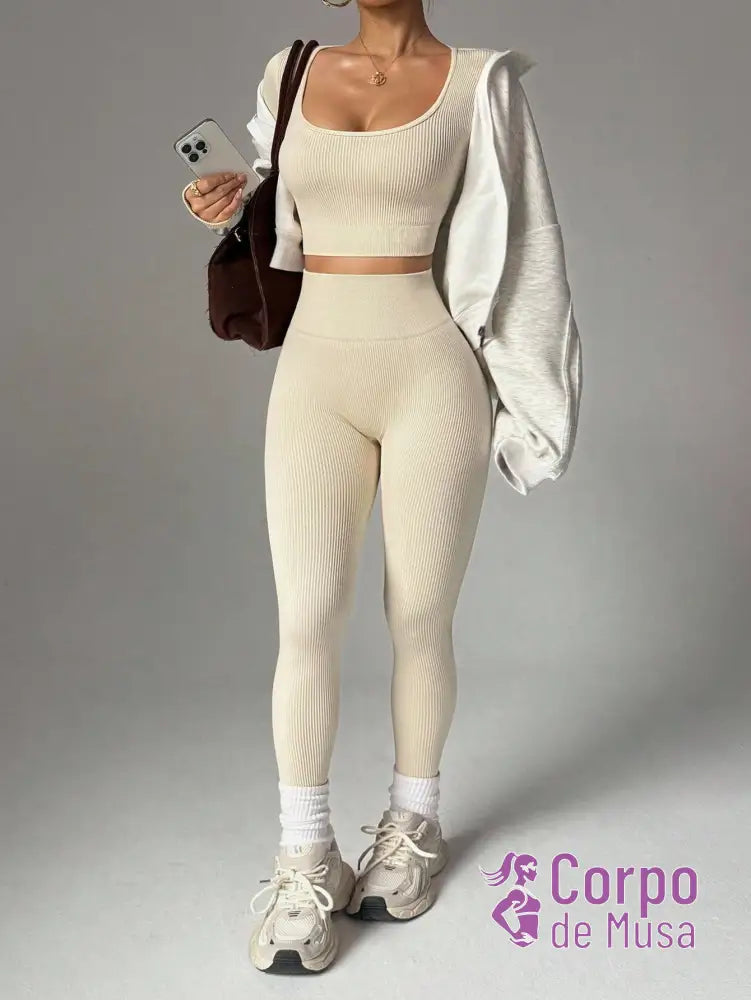 Conjunto Blusa E Legging Seamless Cintura Alta Conjunto Blusa E Legging Seamless Cintura Alta