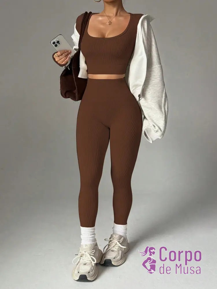 Conjunto Blusa E Legging Seamless Cintura Alta Conjunto Blusa E Legging Seamless Cintura Alta