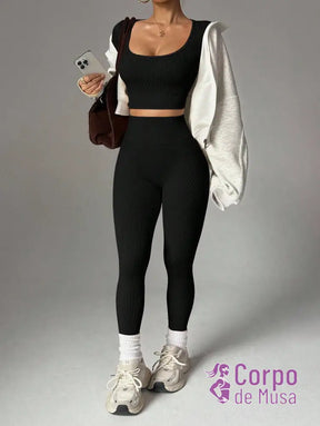 Conjunto Blusa E Legging Seamless Cintura Alta Conjunto Blusa E Legging Seamless Cintura Alta
