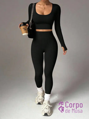 Conjunto Blusa E Legging Seamless Cintura Alta Conjunto Blusa E Legging Seamless Cintura Alta