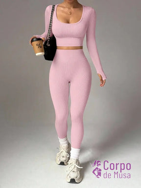Conjunto Blusa E Legging Seamless Cintura Alta Conjunto Blusa E Legging Seamless Cintura Alta