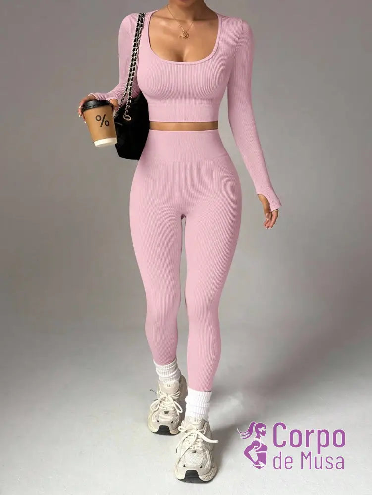 Conjunto Blusa E Legging Seamless Cintura Alta Conjunto Blusa E Legging Seamless Cintura Alta