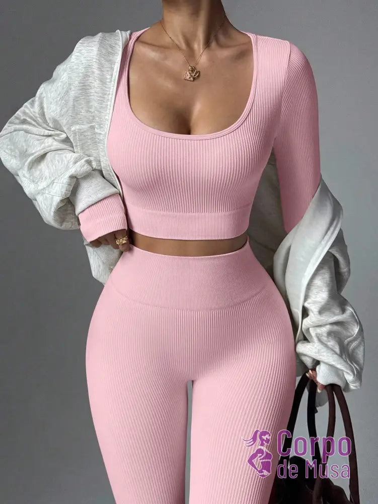 Conjunto Blusa E Legging Seamless Cintura Alta Conjunto Blusa E Legging Seamless Cintura Alta