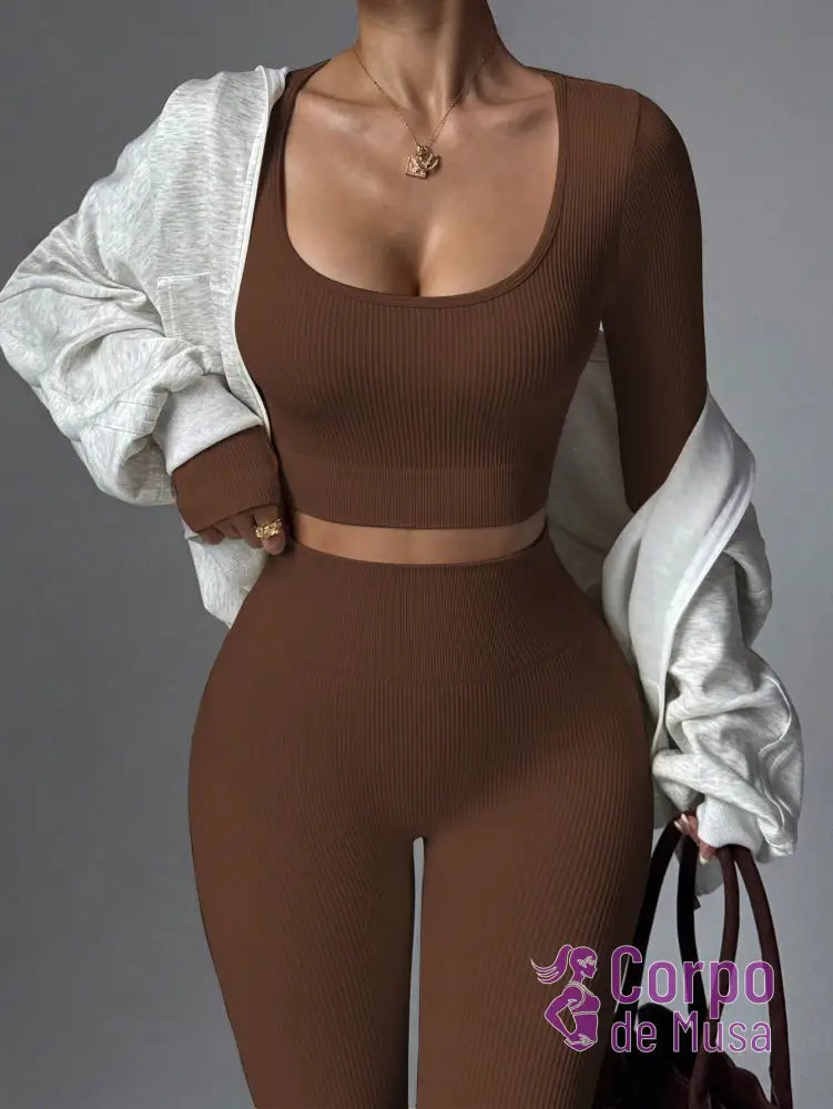 Conjunto Blusa E Legging Seamless Cintura Alta Conjunto Blusa E Legging Seamless Cintura Alta