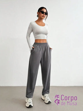 Conjunto Manga Longa e Calça Jogger Estilo Fitness Casual Conjunto Manga Longa e Calça Jogger Estilo Fitness Casual
