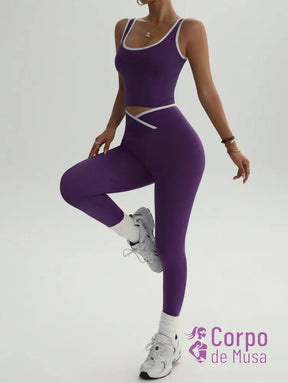 Conjunto Top e Legging Cós Cruzado Estilo Fitness Moderno Conjunto Top e Legging Cós Cruzado Estilo Fitness Moderno