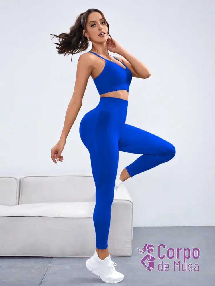 Conjunto Top e Legging Sem Costura Cós Alto Detalhe Cruzado Conjunto Top e Legging Sem Costura Cós Alto Detalhe Cruzado