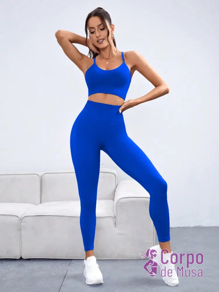 Conjunto Top e Legging Sem Costura Cós Alto Detalhe Cruzado Conjunto Top e Legging Sem Costura Cós Alto Detalhe Cruzado