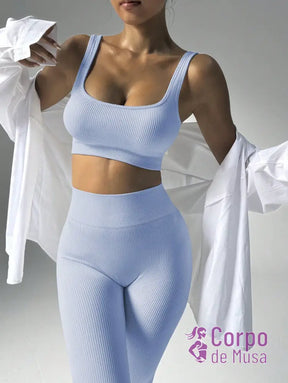 Conjunto Top e Legging Sem Costura Cós Alto Fitness Conjunto Top e Legging Sem Costura Cós Alto Fitness