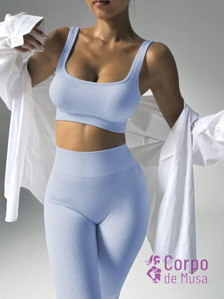 Conjunto Top e Legging Sem Costura Cós Alto Fitness Conjunto Top e Legging Sem Costura Cós Alto Fitness