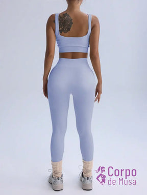 Conjunto Top e Legging Sem Costura Cós Alto Fitness Conjunto Top e Legging Sem Costura Cós Alto Fitness